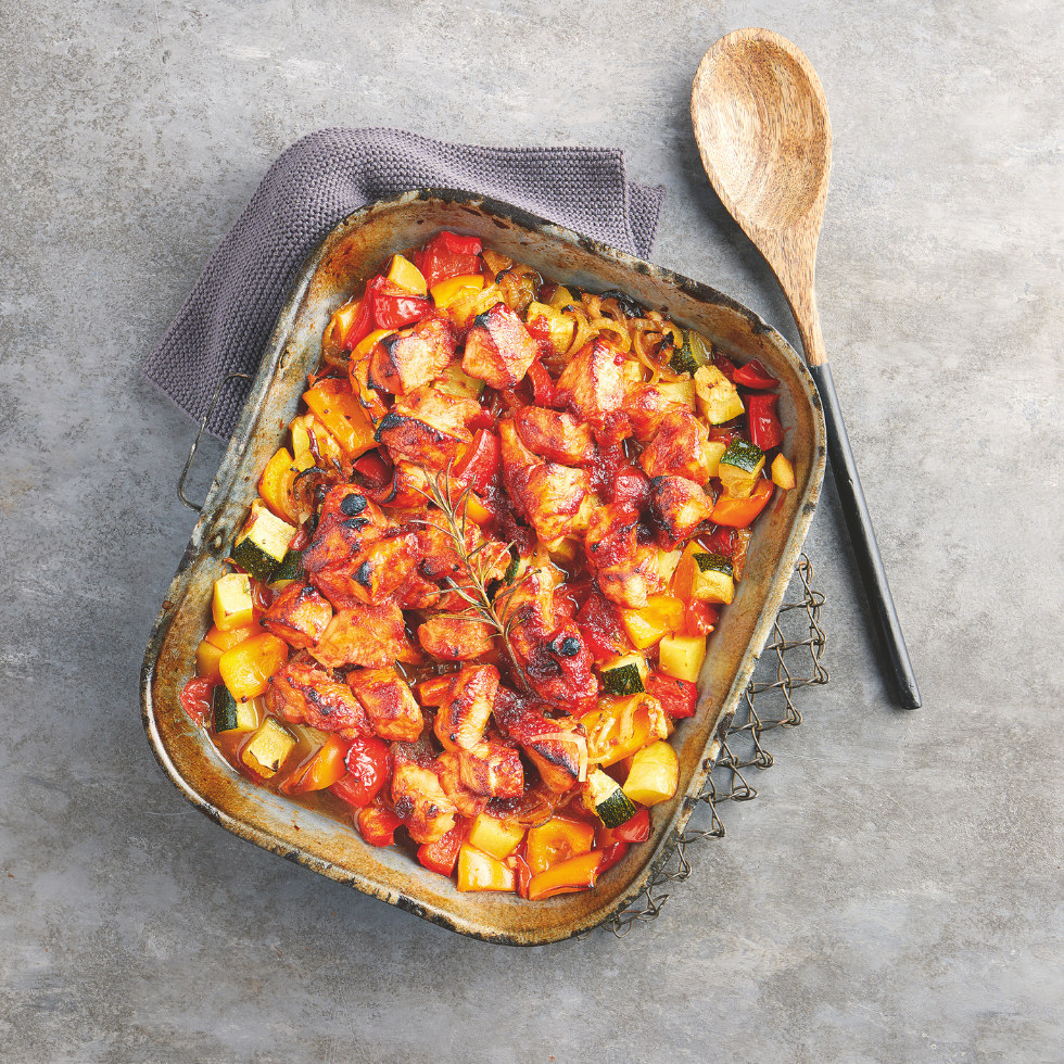 Protein: mediterranes Hähnchen aus dem Ofen.