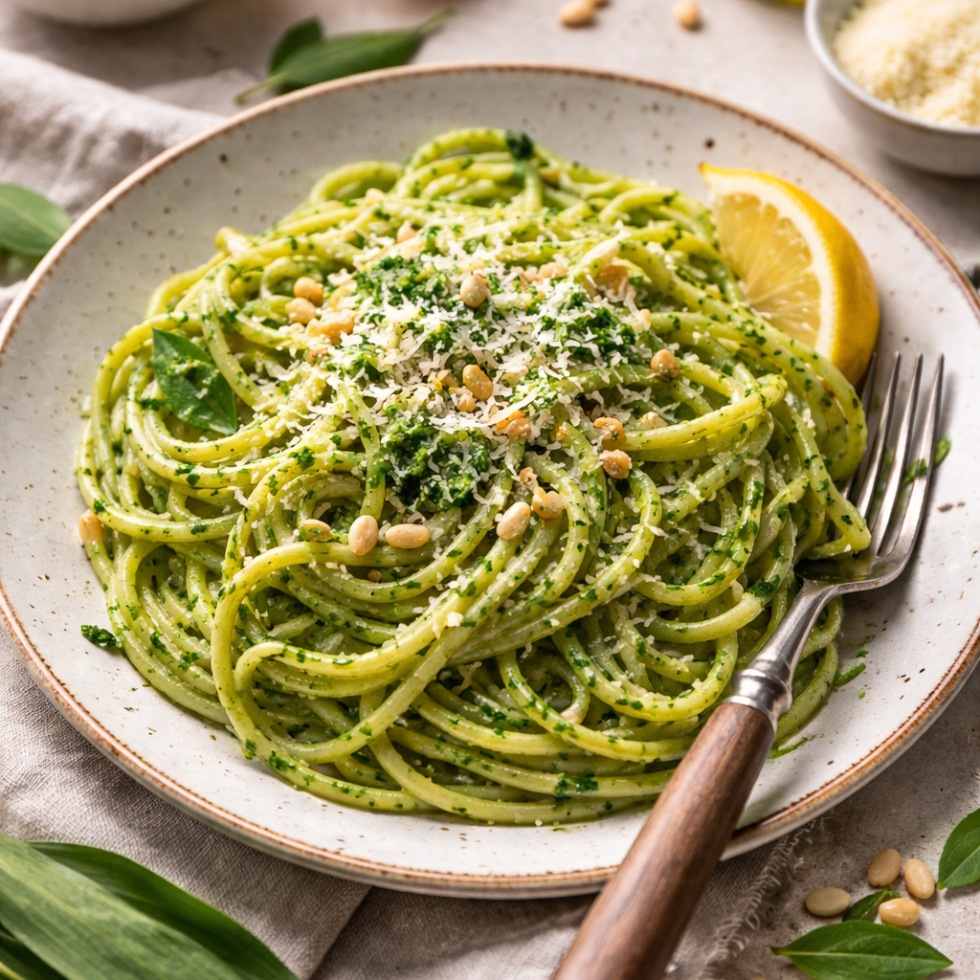 Cremige Bärlauchpasta