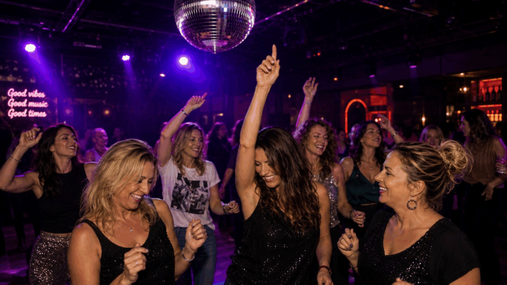 Frauen tanzen in Discothek