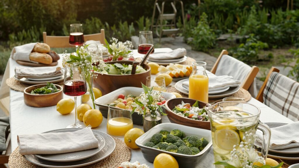 Gedeckter Tisch im Sommer im Garten