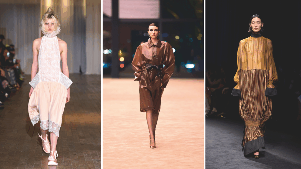 Models mit Designs von Collina Strada, Saint Laurent und Schiaparelli am Laufsteg FW26